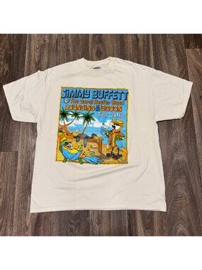 Jimmy Buffett Lounging at the Lagoon Tour 2012 Shirt Adult XL Off White Drinking